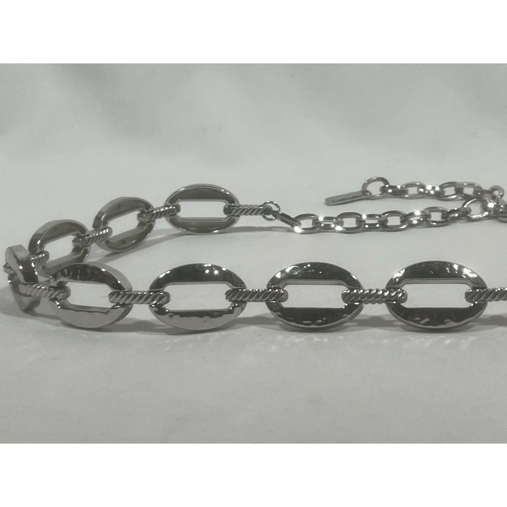Womens Silver Metal Belt Adjustable Up To 38 Minimalist Y2K Statement Waist